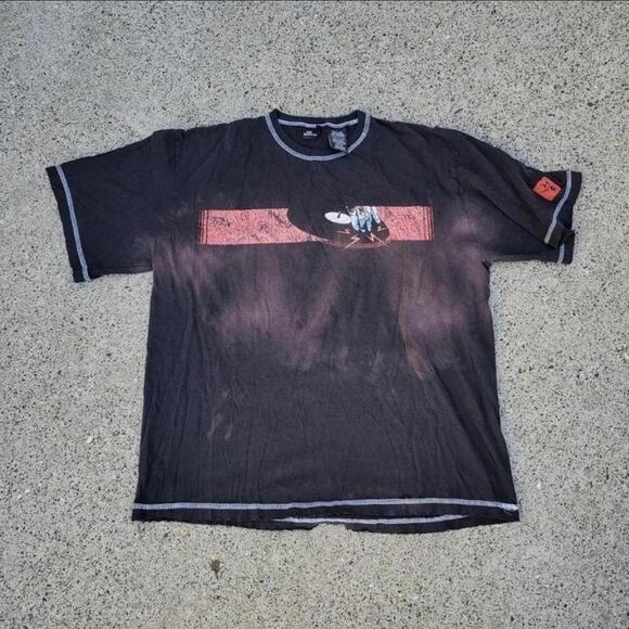 Vtg Y2k NO BOUNDARIES Non Stop Hip Hop Vinyl DJ Graphic Sunfaded Skate T Shirt L - Picture 1 of 4